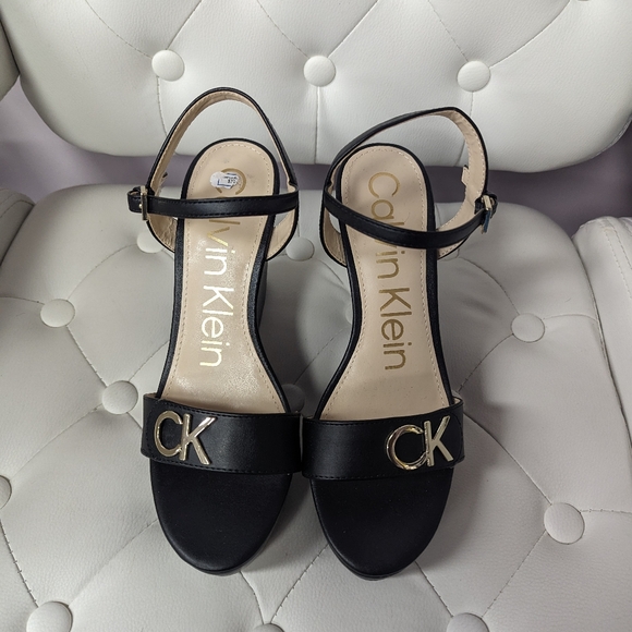 Calvin Klein Black Wedge Sandals - Picture 4 of 4